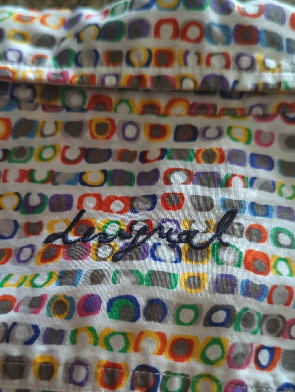 Desigual Multicolor Dot Grid Long-Sleeve Button-Down Cotton Shirt Sz XL